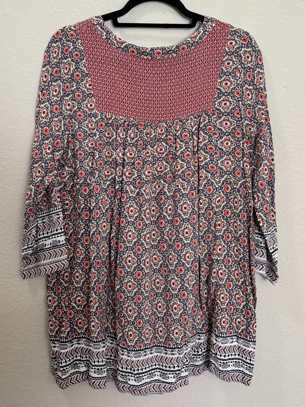 Easel Boho Printed Peasant Tunic Blouse Size Medium - Picture 2 of 3
